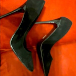 Black suede pumps